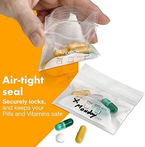 Bolsa de comprimidos Sacos - 3 x 2,75 - Pílulas de zíper descartáveis ​​sem BPA, Poly Bag, bolsas de armazenamento diárias
