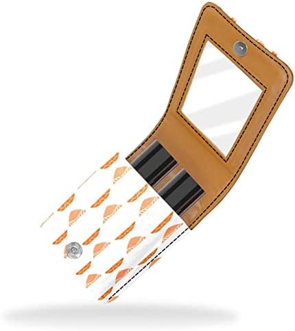 Caso de batom oryuekan, bolsa de maquiagem portátil fofa bolsa cosmética, organizador de maquiagem do suporte do batom, padrão geométrico moderno laranja simples