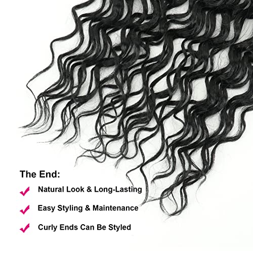 New Faux Locs Crochet Hair with Deep Curly Ends 24 polegadas 8 pacotes de deusa preta Locs suaves Branças sintéticas