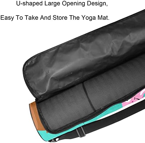 Bolsa de tapete de ioga com alça de ombro ajustável Saco de transporte de ioga de ioga para mulheres Donutes de donuts de café Blue, 6.7x33.9in/17x86 cm