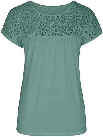 Camisetas de cor de cor de cor de cor de cor de cor de cor de cor de cor de uma feminina de renda de moda de moda confortável de manga curta de manga curta