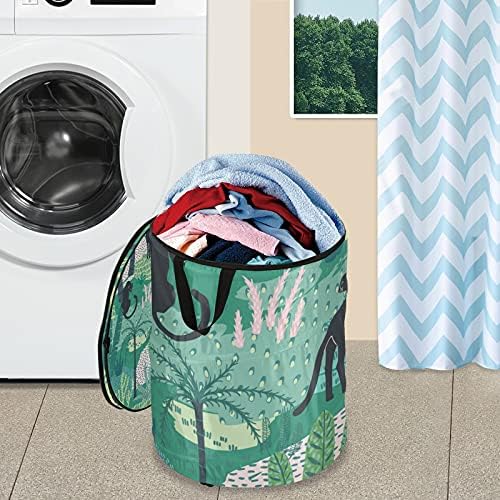 Panteras folhas tropicais Propa de roupa com lavanderia com zíper cesta de lavanderia dobrável com alças Organizador de roupas de cesto