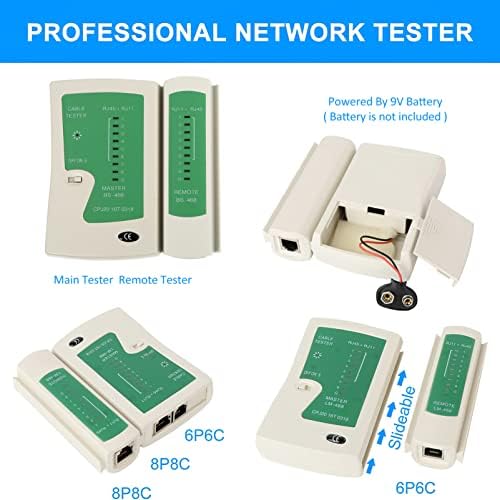 Anguery Crimper Tool 1 Define Rede de Crimping Ferramenta de Crimper Conector Crimpor Cover Ratcheting Ethernet Crimper Network Connectores