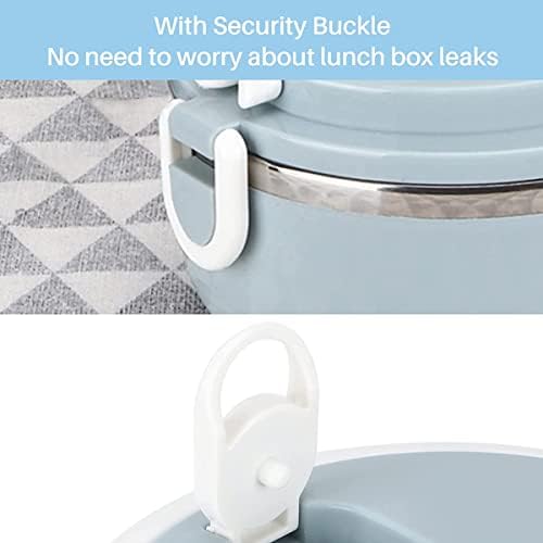 Wooyi Thermal Lanch Box, pequeno recipiente de alimentos quentes isolados portáteis Thermos de aço inoxidável Bento com fivelas de segurança para crianças adultas, azul, 0,39in