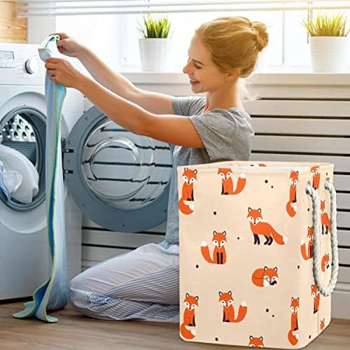 Larto de raposa de desenho animado cesto de roupa com alças grandes cestas dobráveis ​​para lixeira, quarto de crianças, organizador