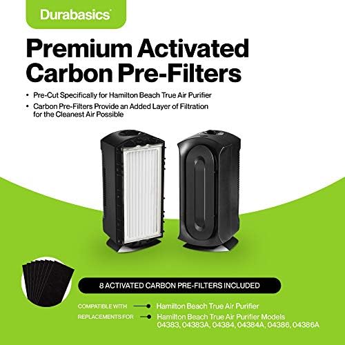 Durabasics 8 Pacote pré-filtros compatíveis com Hamilton Beach True Filter Air Filter Substituição para Hamilton Beach
