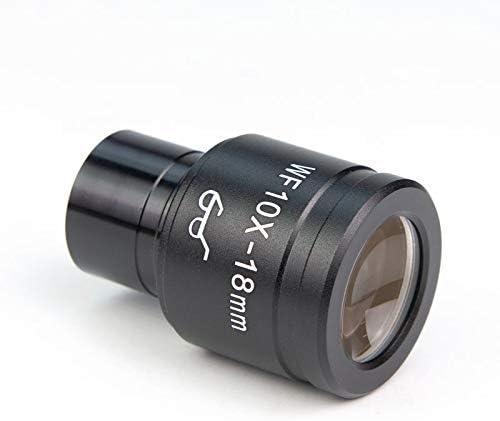 Yadianna 10x Microscópio biológico Economia de campo largo de campo largo de 18 mm de vidro óptico ocular alto com microscópio binocular