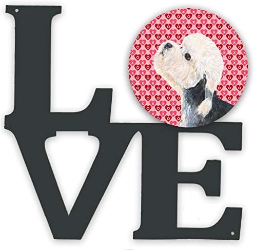 Tesouros de Caroline SS4503walv Dandie Dinmont Terrier Hearts Love Love Artwork de parede de metal do Dia dos Namorados, Love,