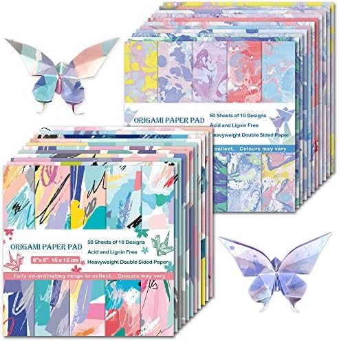 Kit de papel de origami 100 folhas de 6 polegadas quadradas de dupla face 20 cores vivas para artesanato manual Origami Paper Arts Criatividade.Macaroon