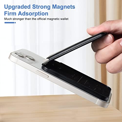 Liuzidit Magnetic Leather Phone Solder para iPhone, compatível com a carteira de iPhone Magsafe para iPhone 14/13/12 Série com MagSafe ou telefones com sucção magnética, preto