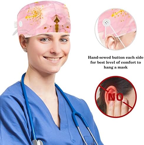 Capas de trabalho ajustáveis ​​de muooum com botões e cabelos arco e rosa camuflagem rosa