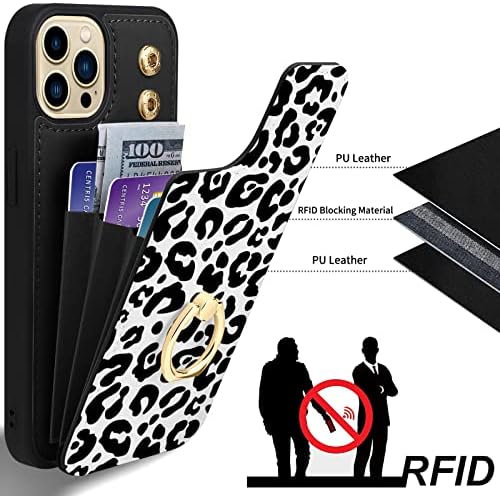 Toyuwins compatível com o iPhone 13 Pro Wallet Case com suporte de cartão, 360 ° ROTAÇÃO DO RING PROBALHO DO DISTO,