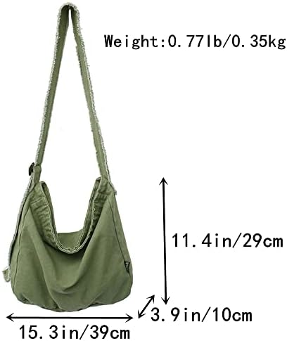 Bolsa de lona feminina de Hualeyna Bolsa Crossbody Bag casual hobo bolsa de ombro grande bolsa de compras unissex