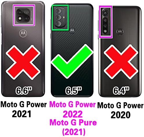 Compatível com Motorola Moto G Power 2022 5G/MotoG Pure 2021 Caixa de carteira temperada Protetor de tela de vidro Trepa de lixeira