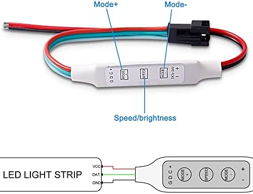 XMSJSIY RGB LED Controlador Dimmer Controlador de brilho da tira LED DC 5V-12V-24V 3 Chaves RGB LED SDUCH de LED para LED multicolorido-11,4