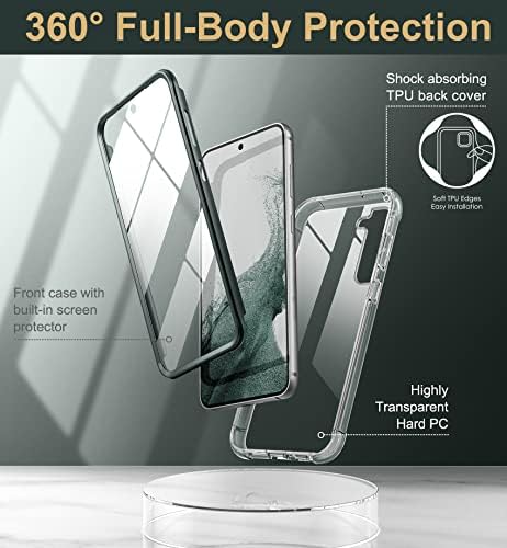 Suritch para Samsung Galaxy S23 Plus Clear Caso, [Protetor de tela construído] Proteção de corpo inteiro Cascado dura+tampa
