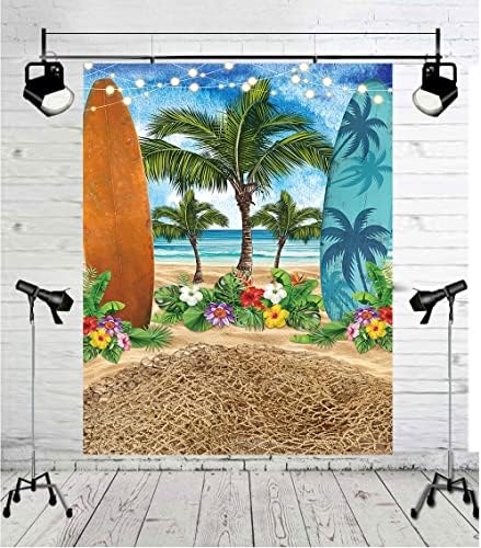 Binqoo 5x7ft praia cenário de praia verão havaiano beira -mar palmoras tropicais palmeiras tropicais fotografia backmed wedding praia party studio adereços