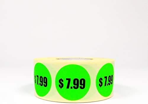 Adesivos, etiquetas - adesivos de preços, para preços de varejo, vendas de quintal e garagem de 1,5 verde fluorescente - 1000 rótulos