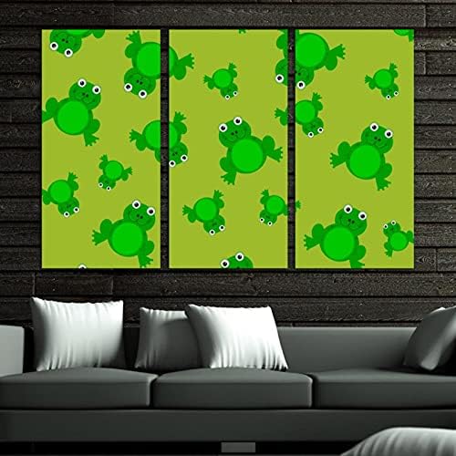 Arte de parede para sala de estar, Frog emoldurado por pintura a óleo decorativa Modern obras de arte, prontas para pendurar