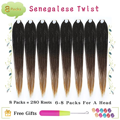 Cabelo de crochê de torção senegalês 16 pacotes ombre pêlos de crochê para mulheres negras 18 polegadas pré -emoldas de crochê de crochê de água quente 280strands