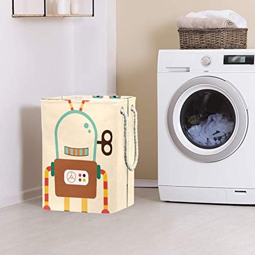 Deyya Cestas de lavanderia à prova d'água Alto resistente Retro Dobrável Robô Funny Robot Print para crianças adultos meninos adolescentes Meninos em quartos Banheiro