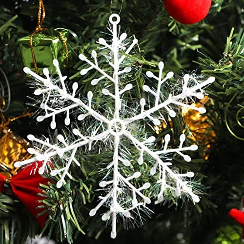 Zbeivan 46 peças Ornamentos de floco de neve de Natal, flocos de neve de Natal Glitter para a festa de inverno Decorações