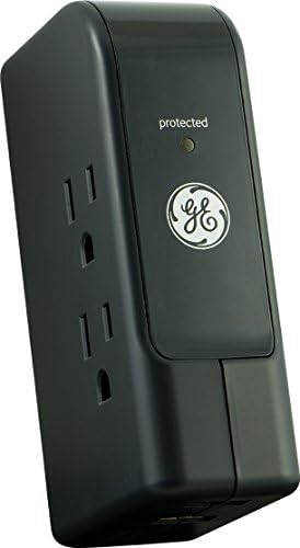 GE 13456 Travel Surge, 3 Outlet, 350J, 2 portas USB, pontas dobráveis