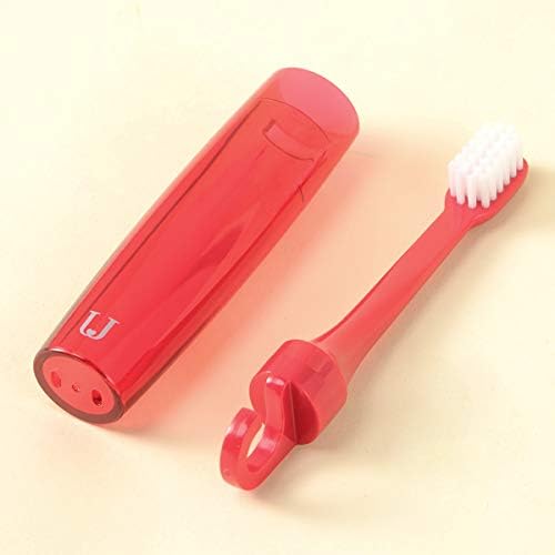 Polícia de dentes portátil do doitool Mini escova de dentes escova de dentes com uma caixa de armazenamento para viajar banheiro vermelho