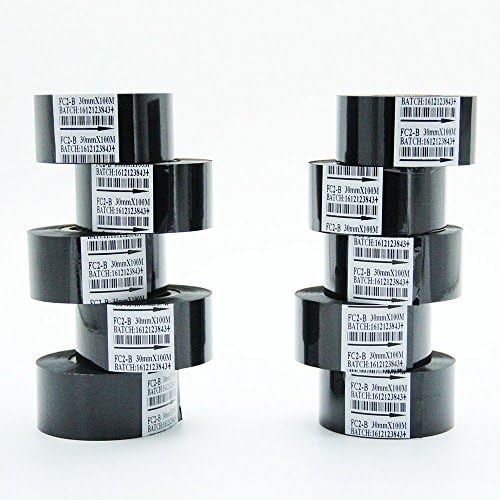 Chudeng 10 rolos 30mm x 100m resina de fita térmica de transferência preta para máquina de impressora de codificador, fita de cor preta para a máquina de codificação