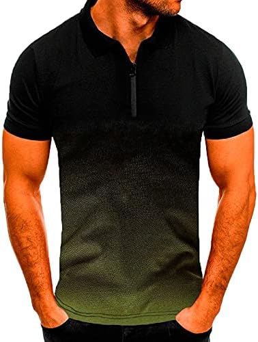 Wenkomg1 lapela de manga curta Henley camisas para homens esportes de gradiente esportivo de shirt button no top 2022 moda camiseta
