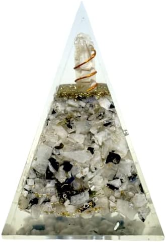 Elemento espiritual Elementz nubiano Rainbow Moonstone Orgone Pyramid Stone para cura de limitar o controle da mente