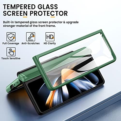 Caka para Galaxy Z Fold 4 Cague, Z Fold 4 5g Caixa com Soldador de caneta S Pen & Screen Protector Kickstand Semi-AUTO