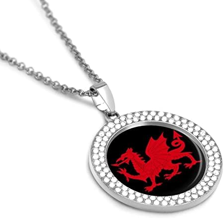Bandeira do País de Gales Gales Red Dragon Follow Pinging Round Pinging Chain Simples para festa de aniversário Gold Sliver