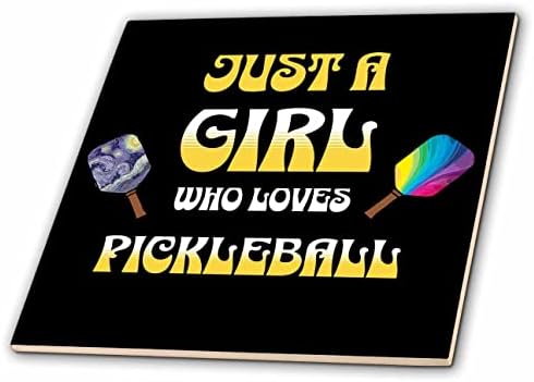 3drose fofo Just uma garota que adora o jogador de pickleball de desenhos esportivos em pickleball - azulejos
