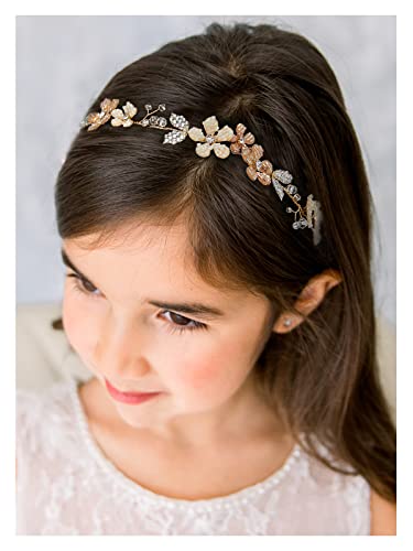 Sweetv Flower Girl henweptle Handmade Floral Girls Farda de cabeça para casamento de cabelo floral acessórios para