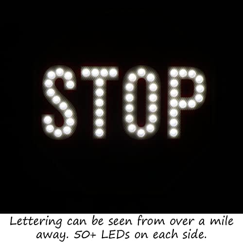 SmartSign LED Stop Paddle-sinal de parada refletivo de mão com alça, modos de luz LED de 18 de 18 lados, constantes/piscantes,