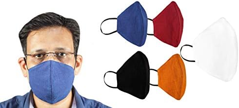 Pacote de máscara de máscara facial reutilizável de algodão 5 puras, lutas para lavagem de face lutável e respirável-máscaras de boca-
