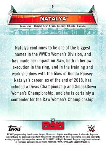 2019 Topps WWE Women's Division #9 Natalya Wrestling Trading Card