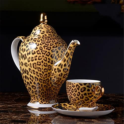Sbsnh Leopard Pattern Bone China Coffee Conjunto de chá de porcelana Conjunto de chá Cup