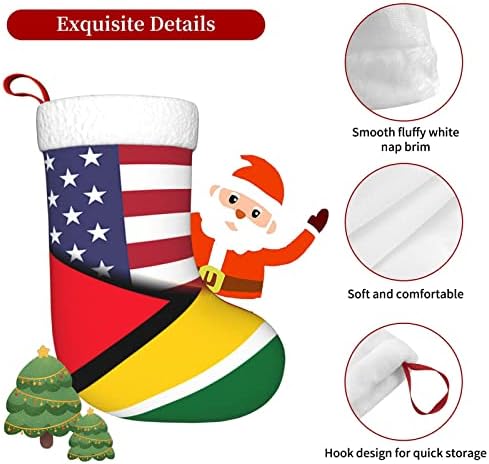 TZT American Flag and Flag of Guyana Christmas meias, presentes de festa de férias de Natal para decorações de férias