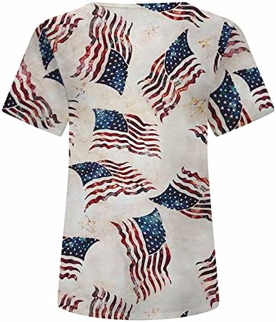 Tampo gráfico dos EUA Tops femininos American Flag Print Camise