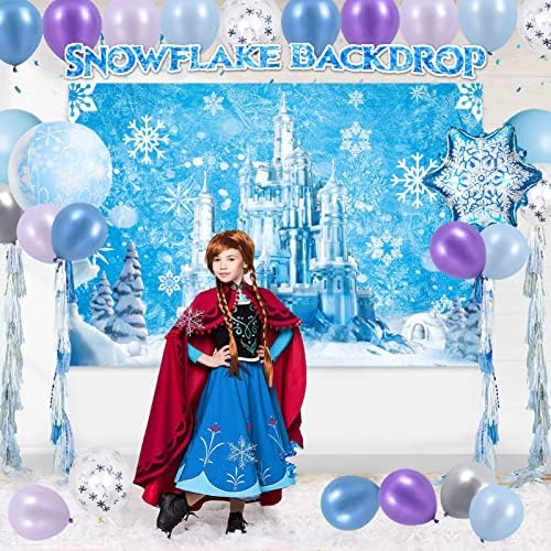 Golray 123pcs Frozen Birthday Party Supplies Decoração Kit de arco de guirlanda de balão congelado com o cenário das maravilhas Snowflake Toel Toil Fom