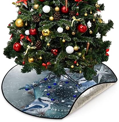 Cupada de Natal Birds de inverno Tapetes de árvore de natal saia de árvore à prova d'água, brilho pinheiro de pinheiro