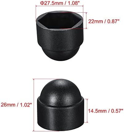 tampa de proteção de porca de parafuso de cúpula de plástico uxcell, tampa de parafuso hexágono de M14 / 22mm preto 50pcs