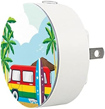 2 Pacote de plug-in Nightlight LED Night Light Colorful Beach Design com Dusk-to-Dawn para o quarto de crianças, viveiro, cozinha, corredor