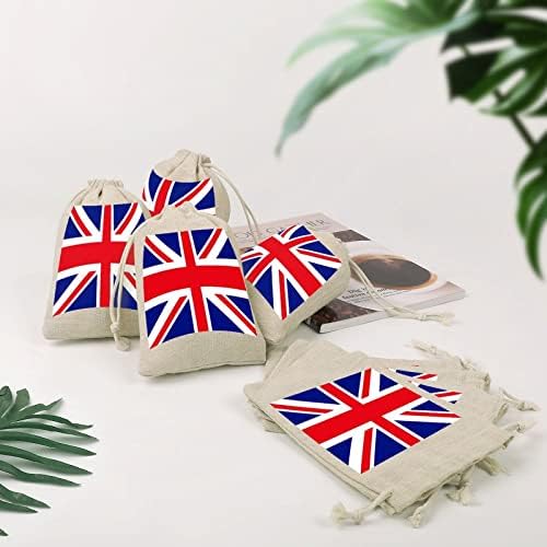 British Flag Atrings Bolsas de armazenamento Bolsas de doces de doces Reutilizável e compacto de bolso multiuso 8pcs