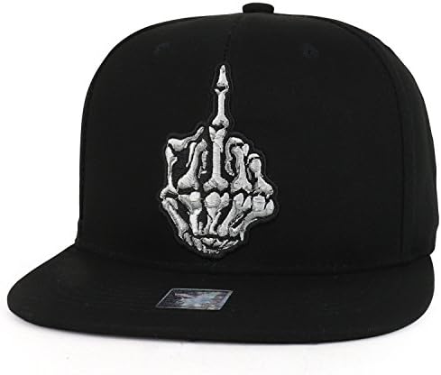 Trendy Apparel Shop esqueleto de dedo médio bordado tampa de snapback bordada