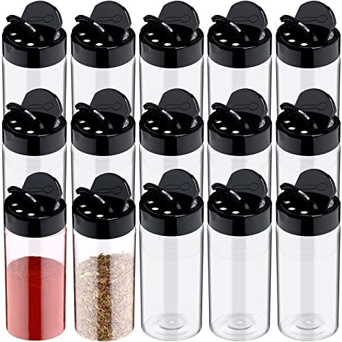 Mimorou 40 Pack Spice Jar com os recipientes de tempero de Shaker, 3,5 oz de contêineres de tampas pretas para cozinha armazenando