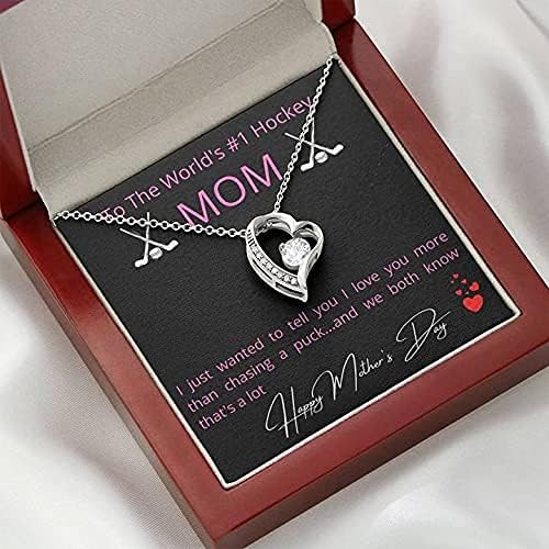 Para minha mãe colar de hóquei, para sempre Love Colar Message Message, presente do dia das mães, aniversário, aniversário para mamãe,