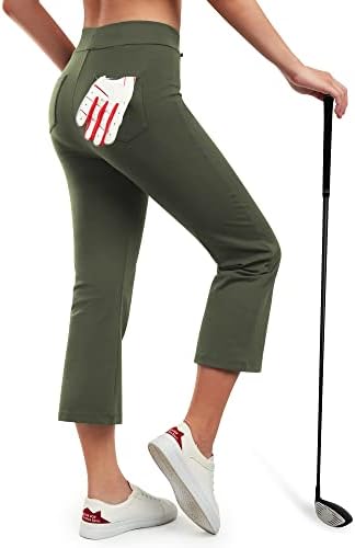 G4Free Women Bootcut Golf Capris com bolsos calças de ioga de colheita de colheita